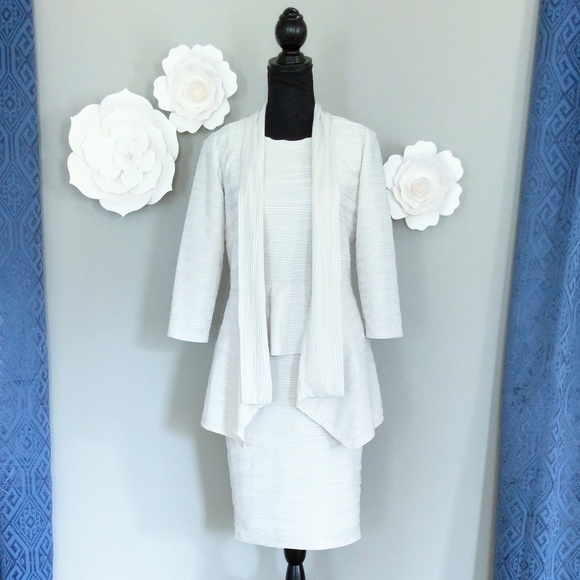 ❗SOLD❗Frank Lyman Ivory Peplum Dress and Jacket - Picture 1 of 8